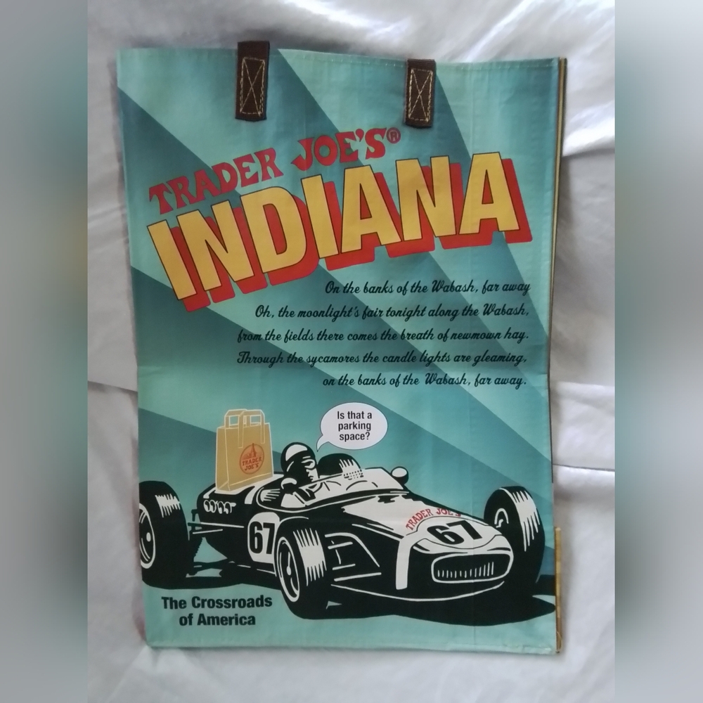 Trader Joe’s Plastic Reusable Shopping Tote Bag 6 Gallon Indiana Collectible